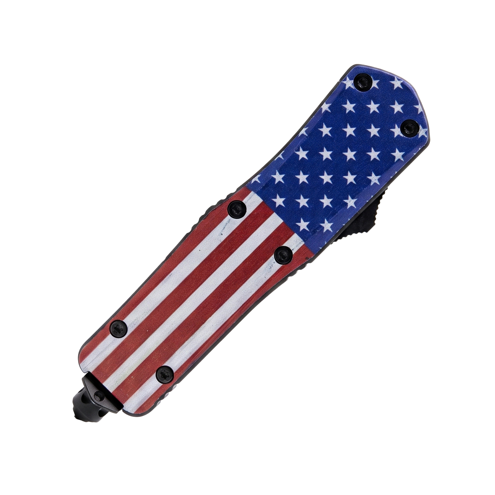 7" Automatic OTF American Flag Knife with Drop Point Blade - Image 4