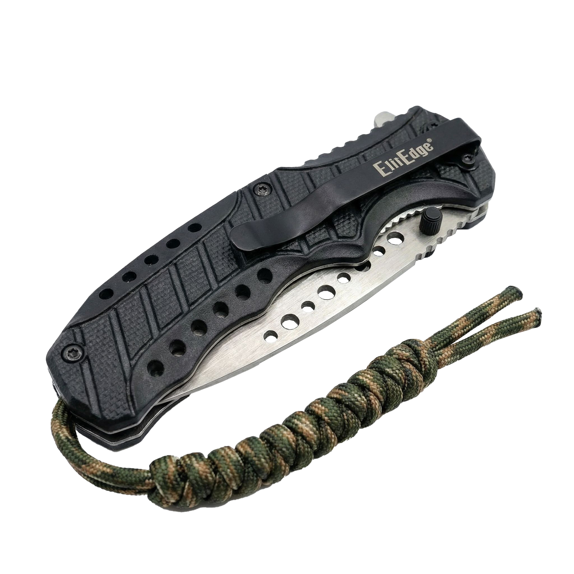 8.5" Spring Assisted Camo Knife with Paracord - Image 3