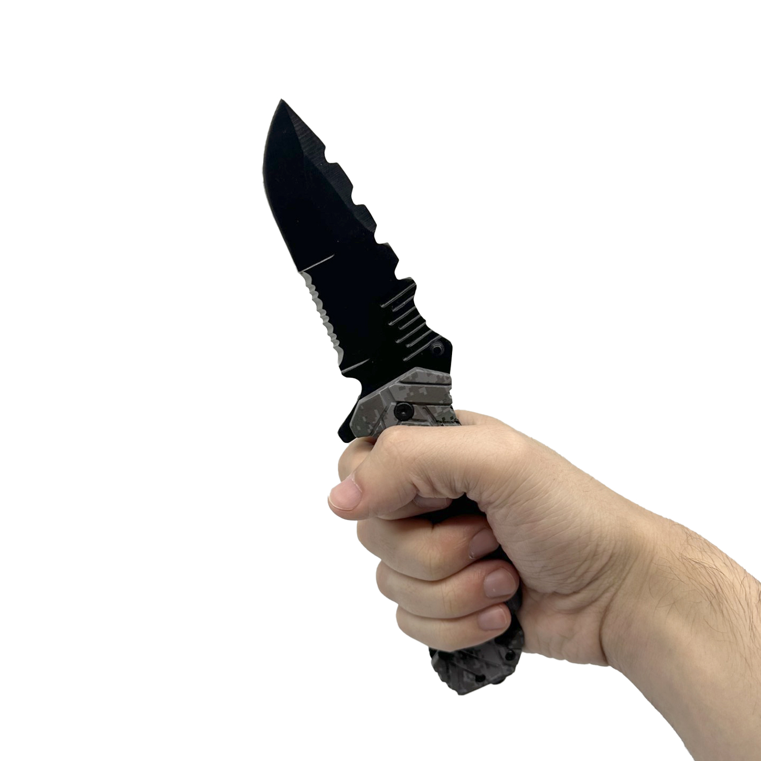5" Spring Assisted Knife with Camo Nylon Fiber Handle - Image 3
