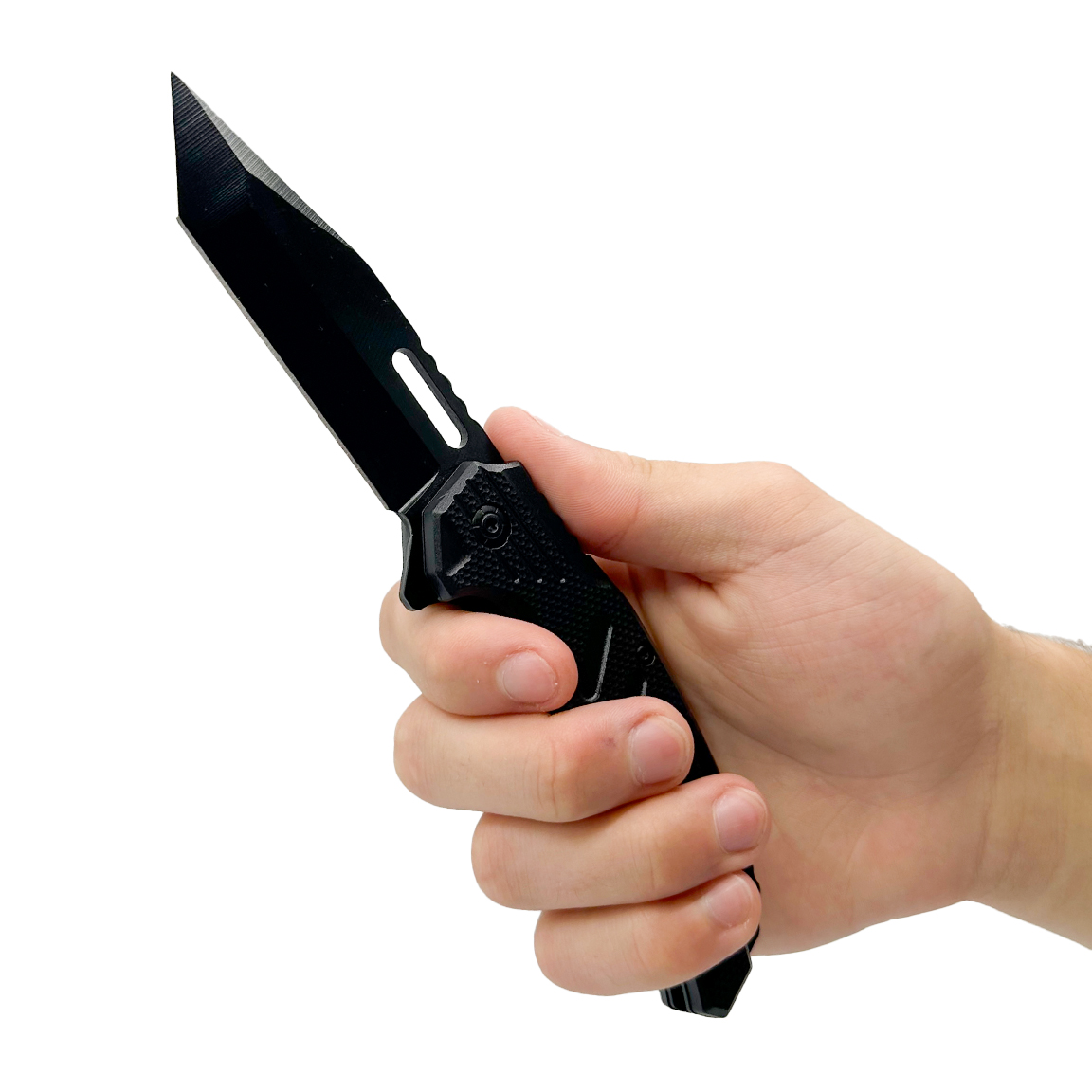 Spring Assisted 4.75" Tanto Blade Knife With ABS Handle - Image 3