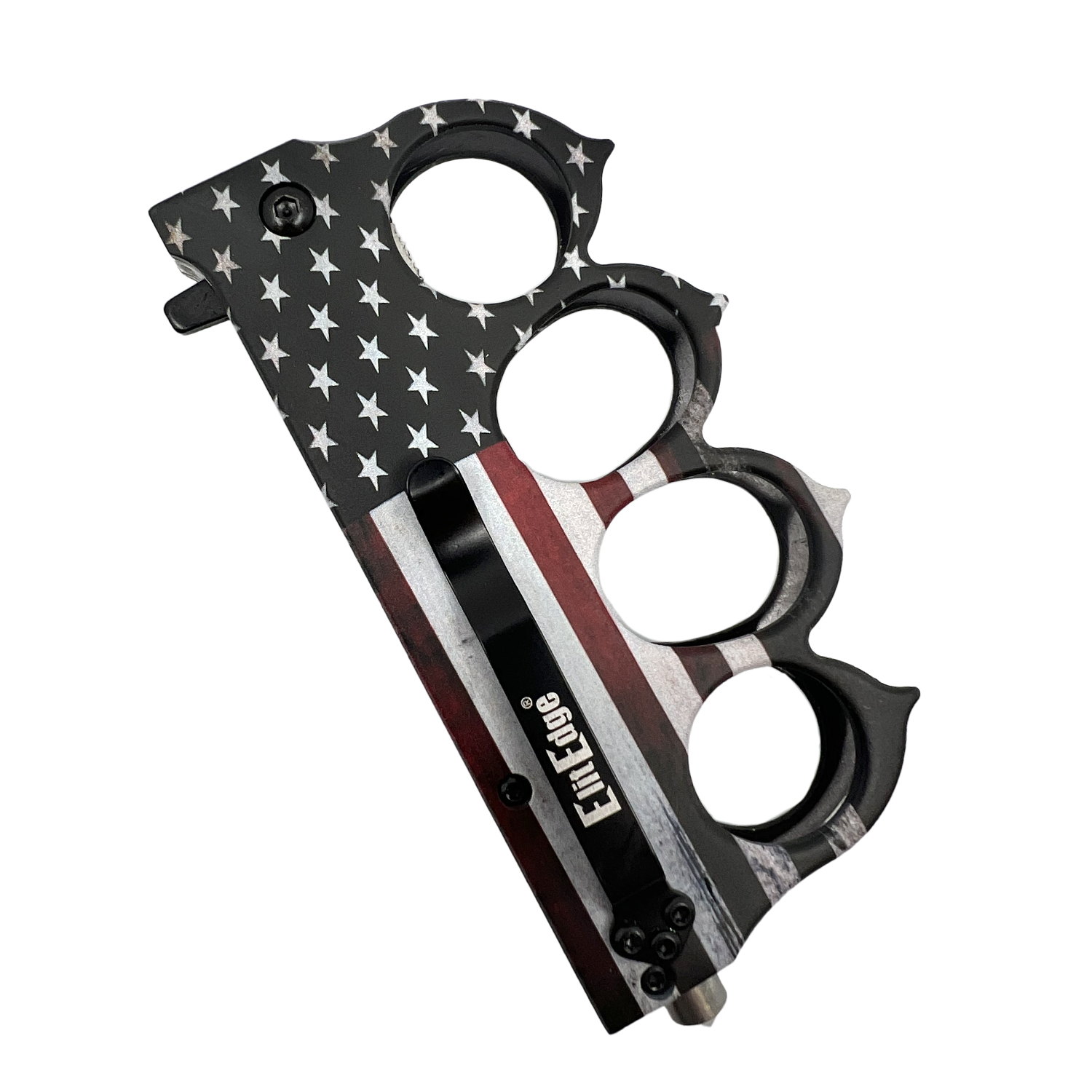 American Flag 5" Spring Assisted Knuckle Knife w/ Spikes & Window Breaker - Image 2