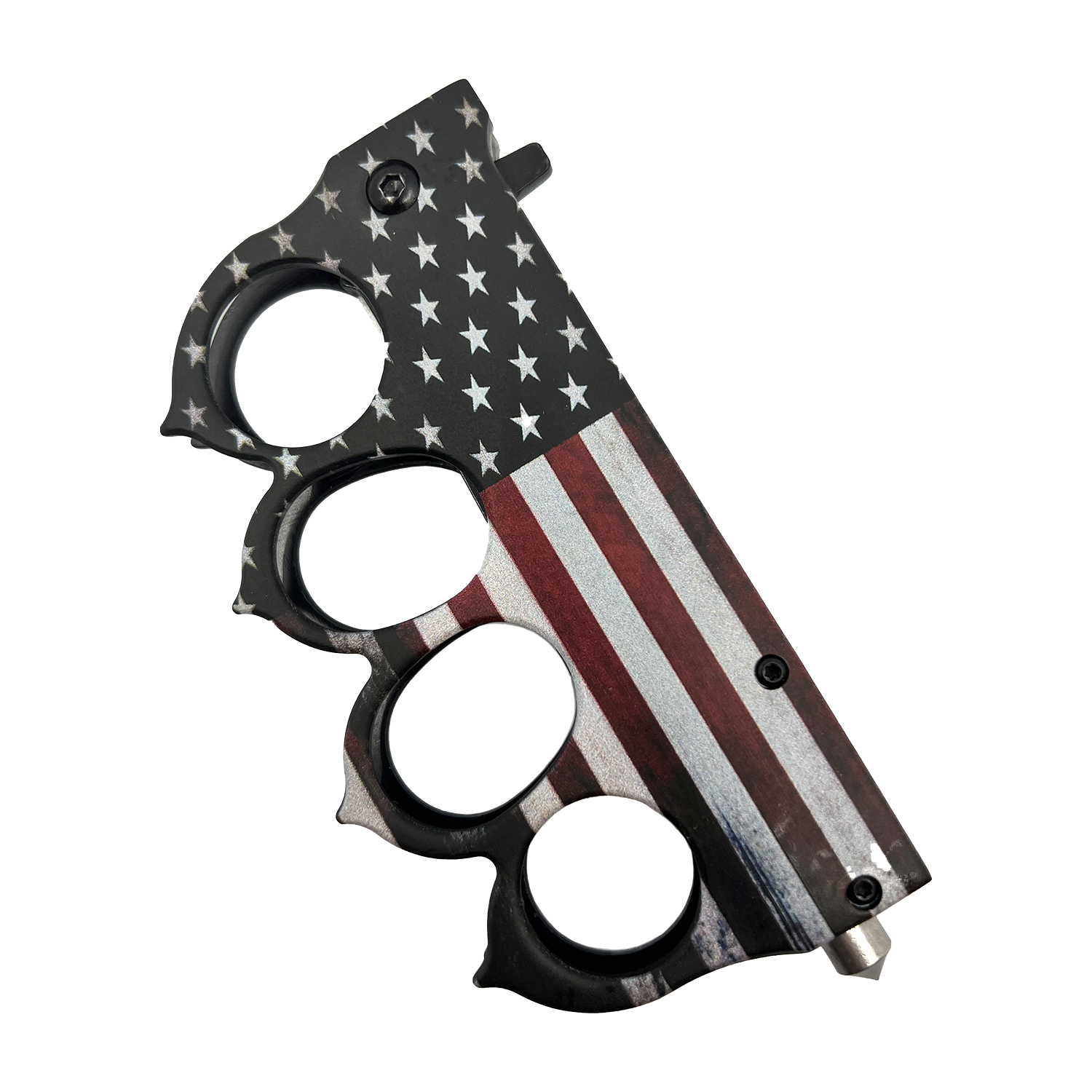American Flag 5" Spring Assisted Knuckle Knife w/ Spikes & Window Breaker - Image 4