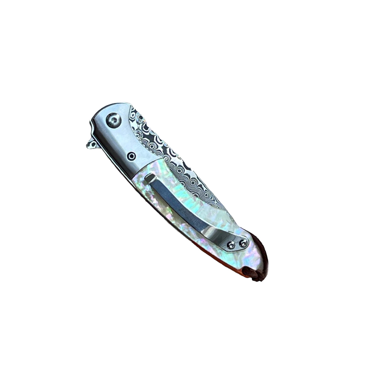 3.5" Ball Bearing Folding Knife w/ Drop Point Damascus Blade - Image 4