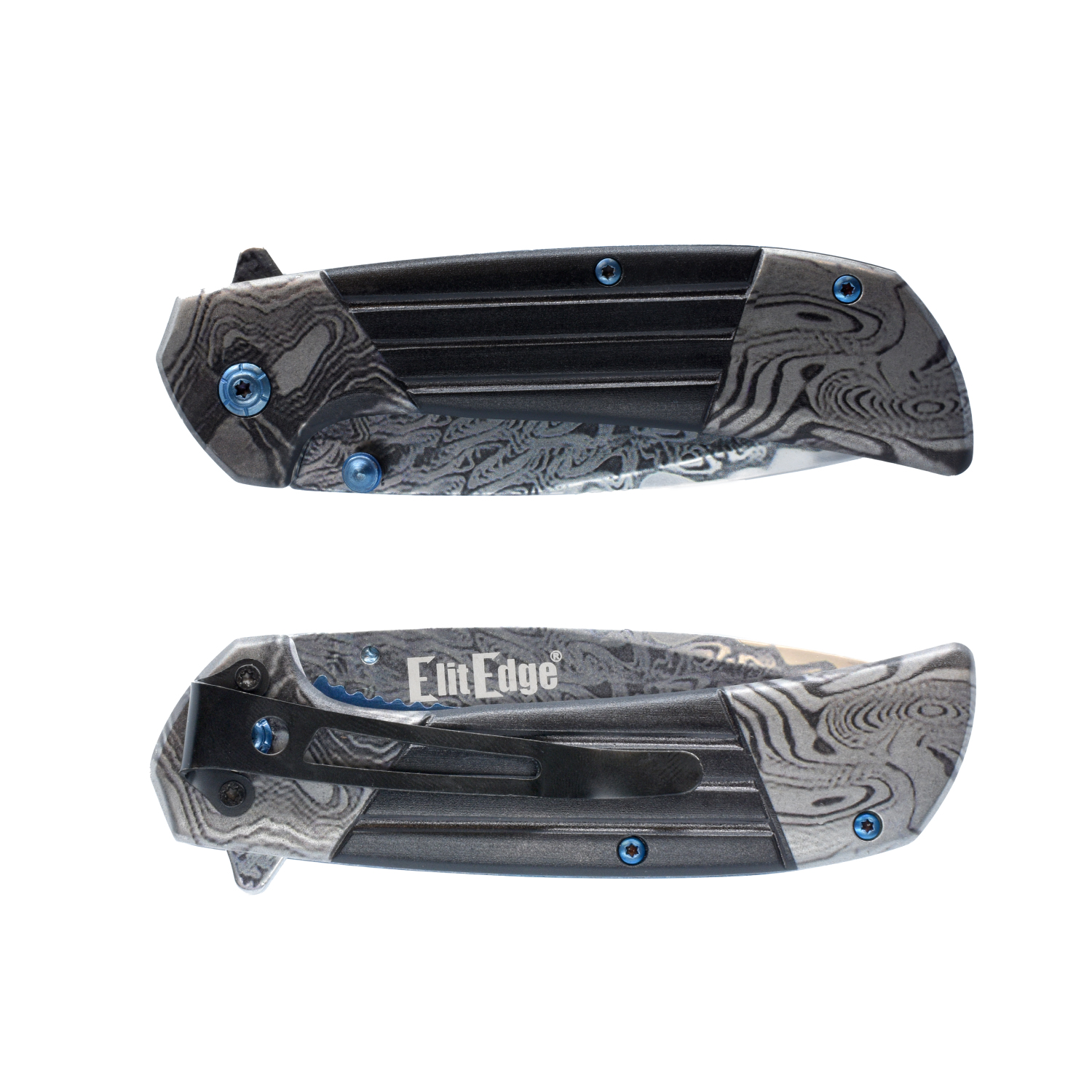 7.75" Titanium & Damascus Folding Knife - Image 2