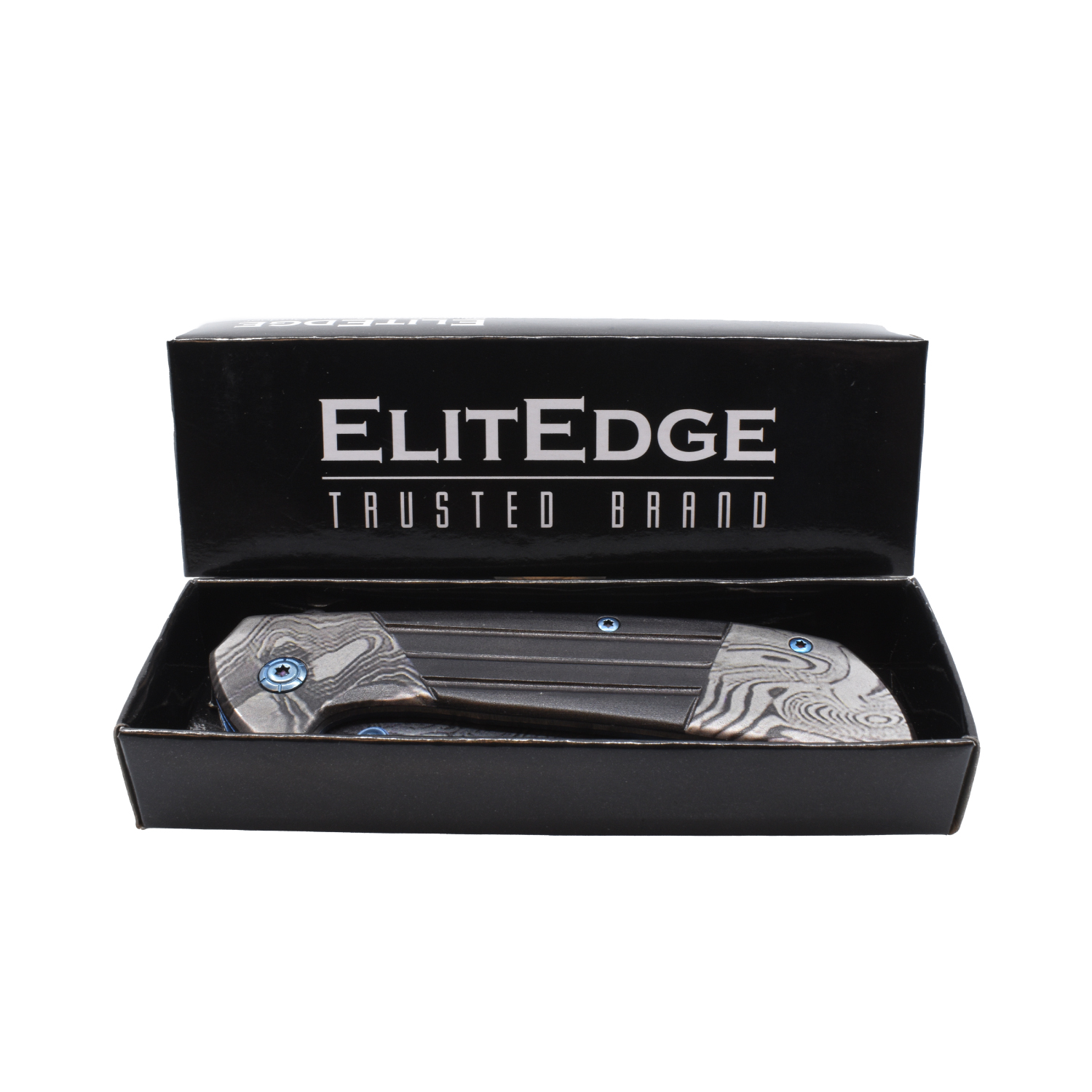 7.75" Titanium & Damascus Folding Knife - Image 3