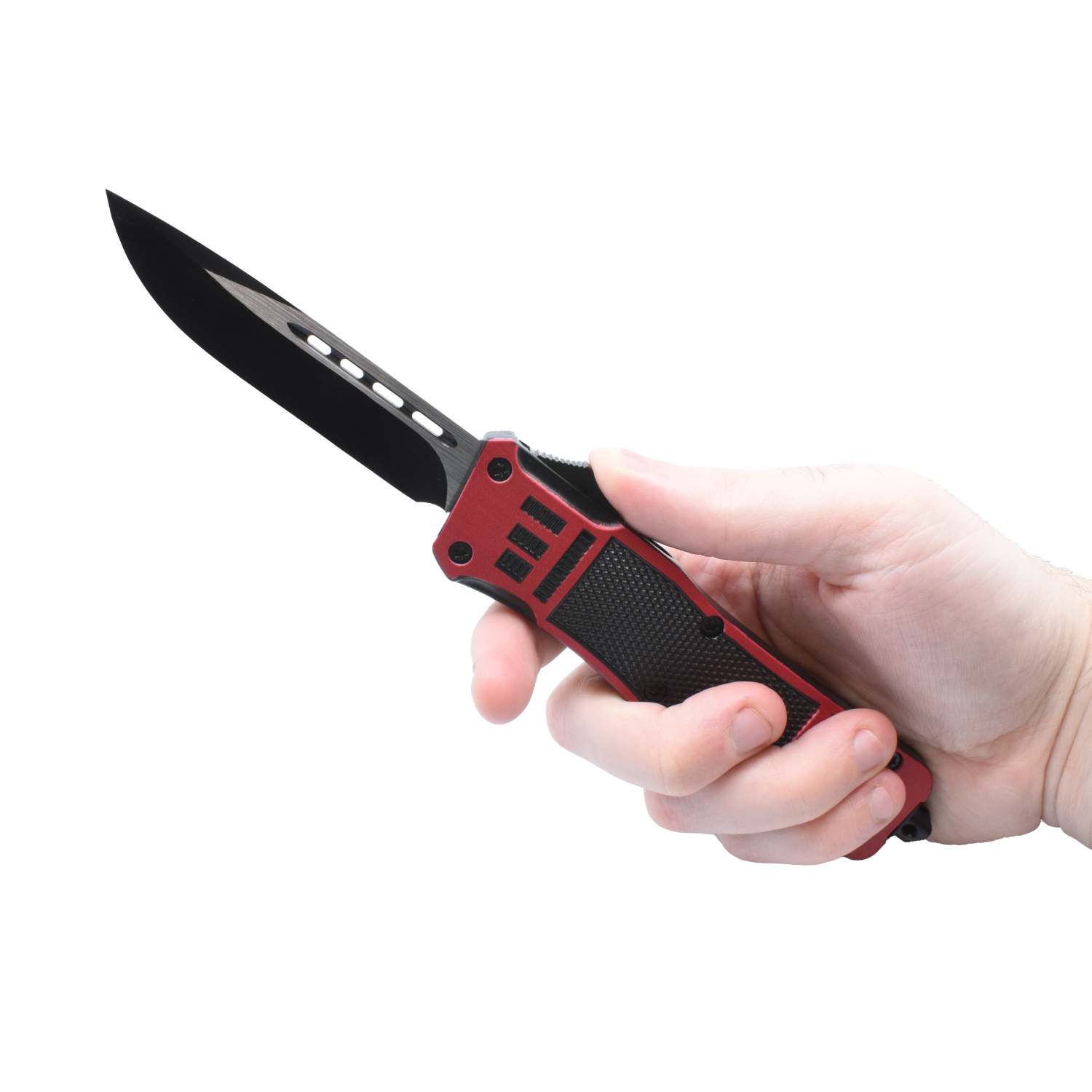 Automatic OTF Knife w/ Belt Clip - Red & Black - Image 4