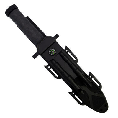 12.5" Fixed Blade Survival Knife with Sheath, Fire Starter, & Sharpening Rod