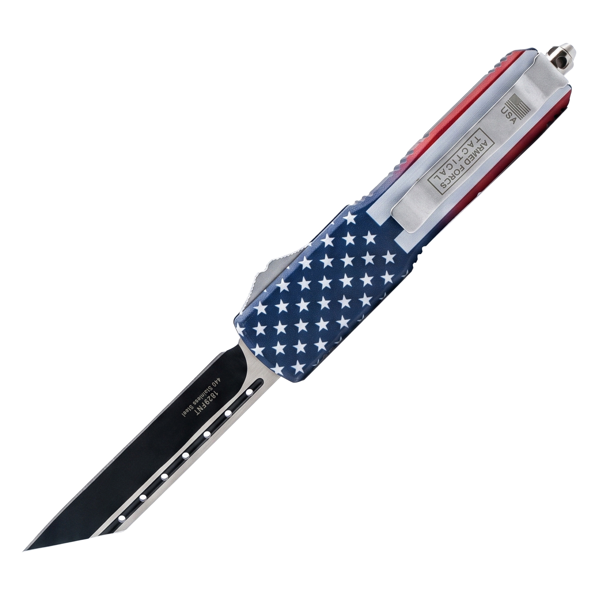 8.5" Automatic OTF American Flag Knife with Tanto Blade - Image 2