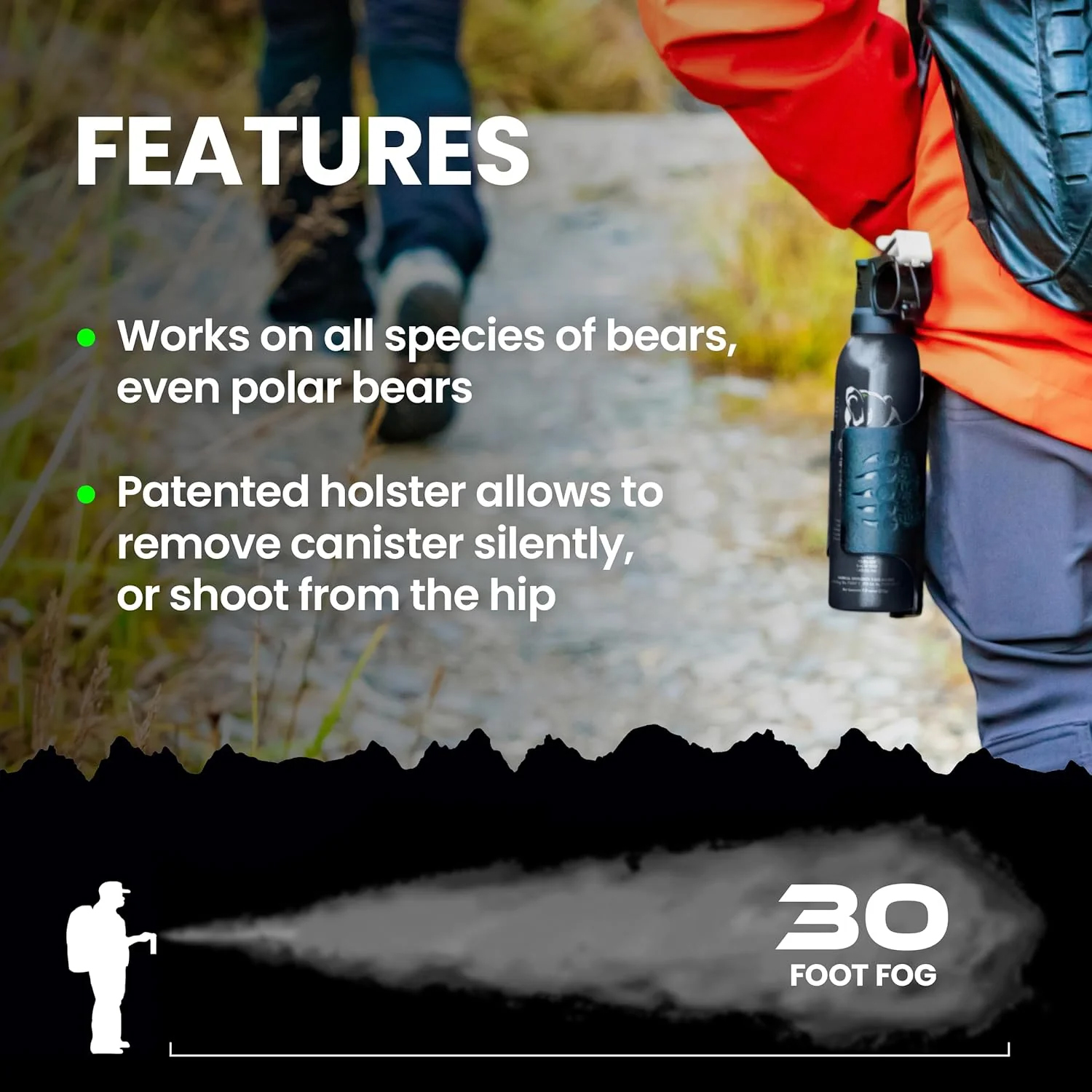 Griz Guard Bear Spray Fogger 7.9 oz w/Holster - Image 2