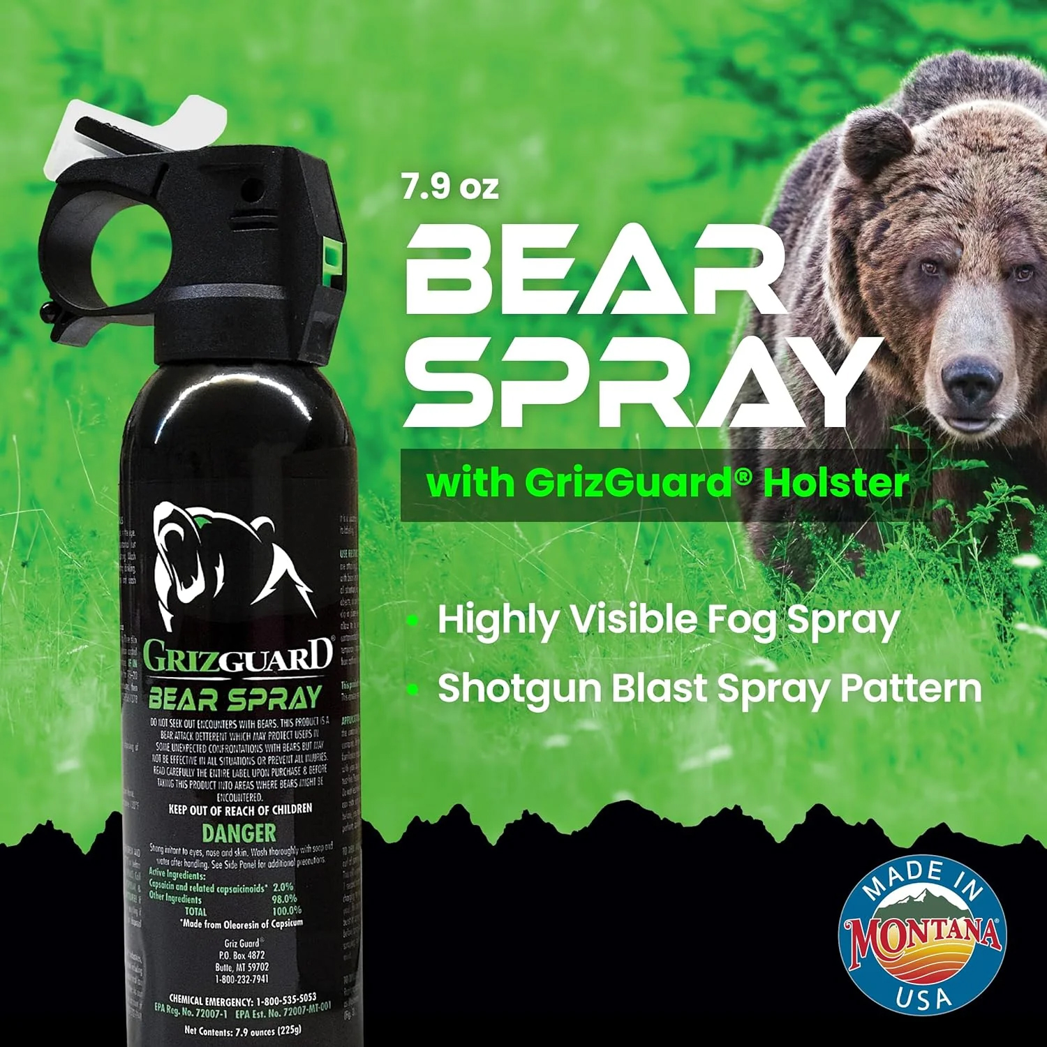 Griz Guard Bear Spray Fogger 7.9 oz w/Holster - Image 5