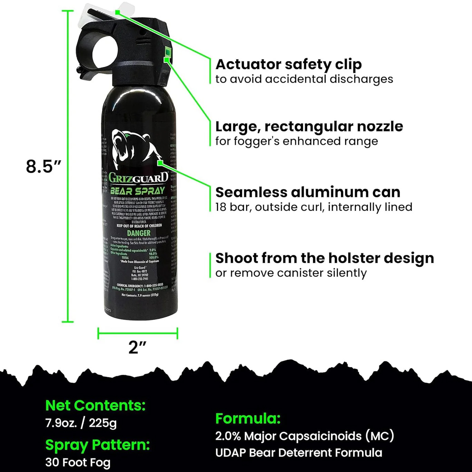 Griz Guard Bear Spray Fogger 7.9 oz w/Holster - Image 6