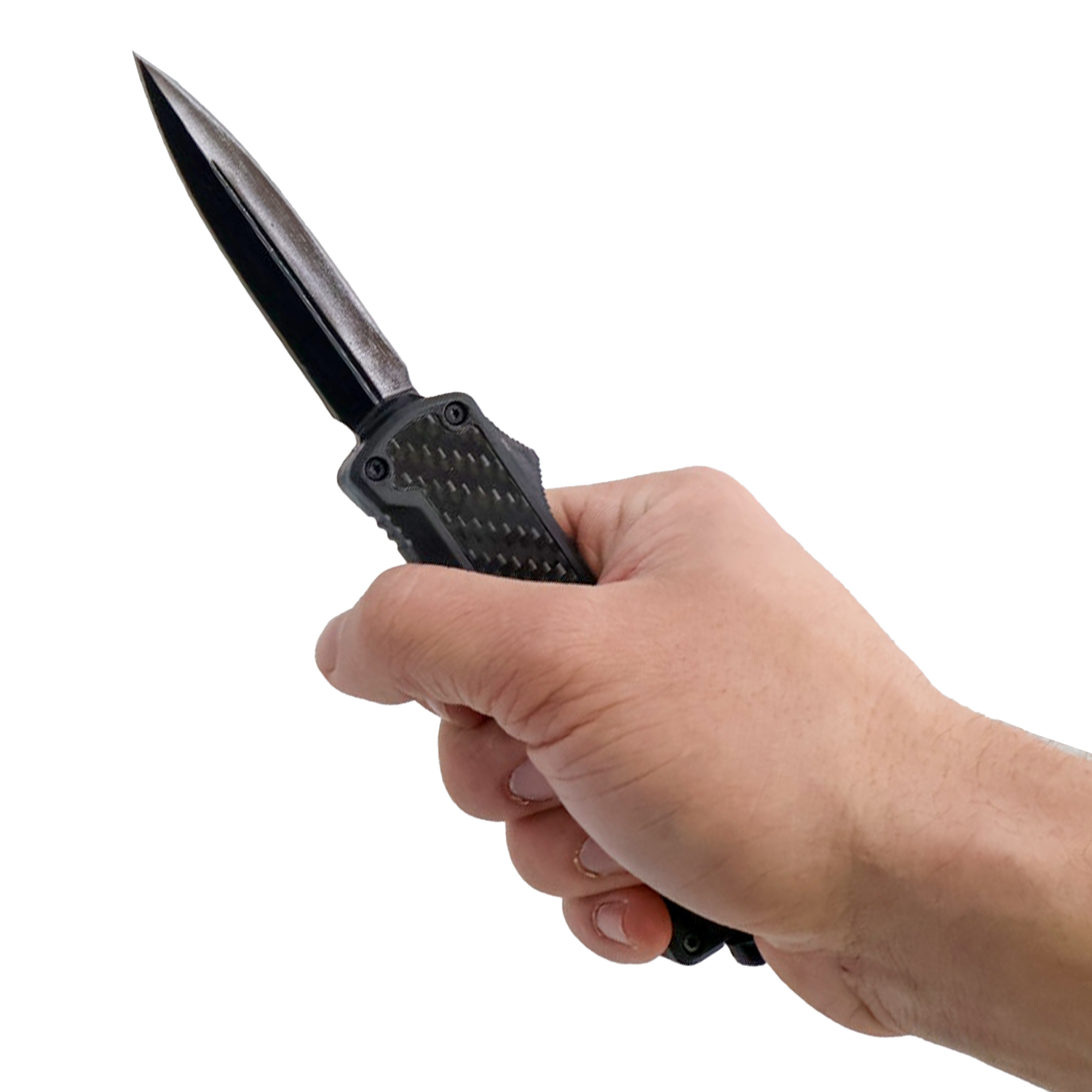 8" Carbon Fiber Automatic OTF Knife with Dagger Blade - Image 2