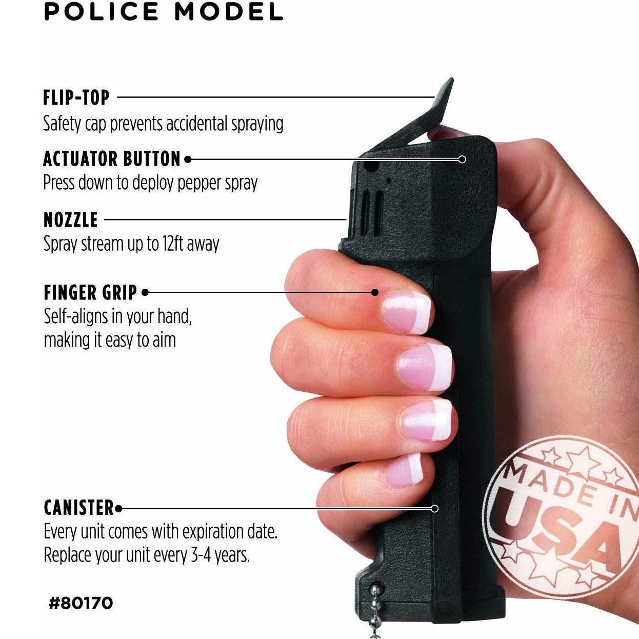 Mace 3-in-1 Flip Top Police Pepper Spray 18g with Pocket Clip - Image 6