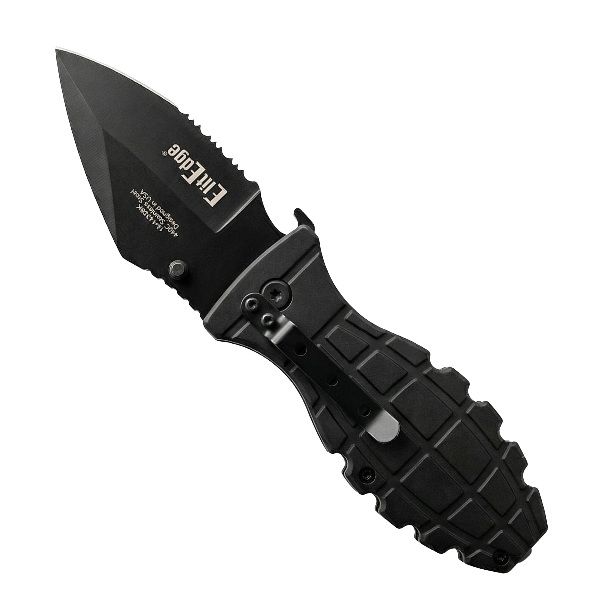 7" Spring Assisted Knife with Grenade Handle - Image 2
