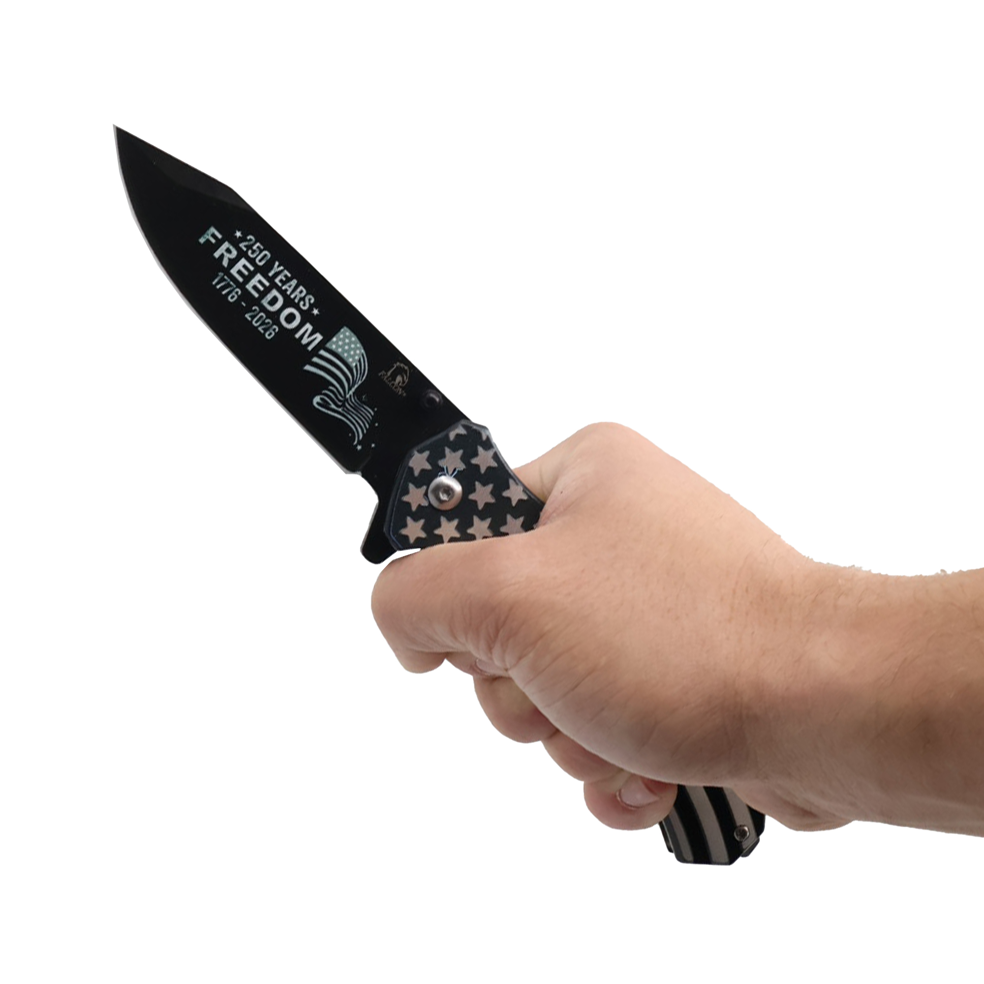 9" Spring Assisted USA Knife with Flag Handle - Image 2