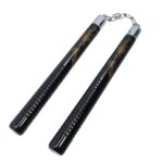 12" Black Wood Nunchucks with Dragon