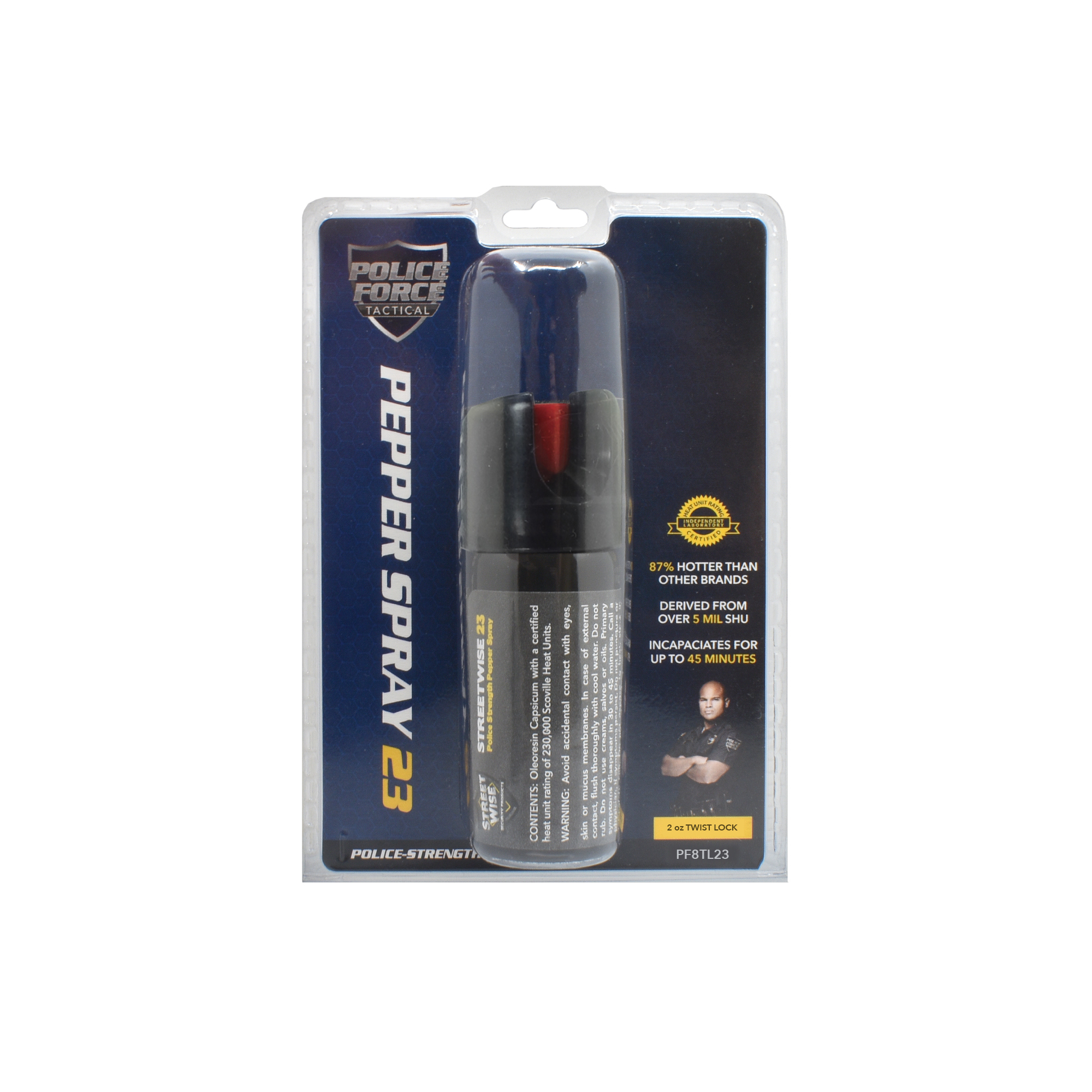 Police Force 23 Stream Pepper Spray 2 oz Twist Lock - Image 2