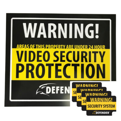 Defender Indoor Video Security System Warning Sign w/Stickers